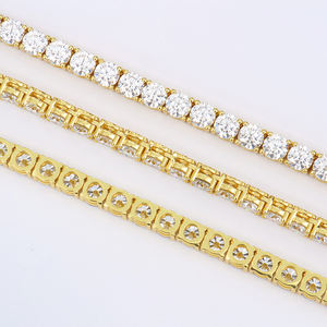 Premium Quality Jewelry Gift 5mm Yellow Gold Plated S925 <b>Sterling</b> <b>Silver</b> Diamond Tennis Chain Moissanite Iced Out <b>Necklace</b> - Product Image 2