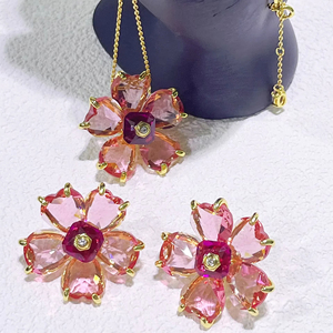 Colección <span class=keywords><strong>de</strong></span> Lujo <span class=keywords><strong>de</strong></span> Joyería para Mujer 2026: Set Original <span class=keywords><strong>de</strong></span> Cristal Rosa Tallado, Collar, <span class=keywords><strong>Pendientes</strong></span>, Anillo <span class=keywords><strong>y</strong></span> Pulsera, Accesorios para Fiesta - Product Image 4
