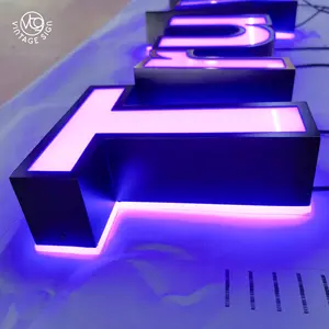 Señal Led iluminada personalizada para tienda 3D, pared de construcción, comercial, retroiluminada, publicidad al aire libre, logotipo de letra delantera