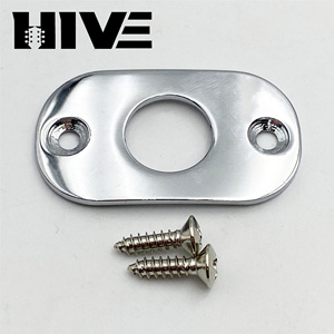 Placa de salida de <span class=keywords><strong>guitarra</strong></span> ovalada cromada HIVE con tornillos, placa de montaje de jack de 1/4 de pulgada para <span class=keywords><strong>guitarra</strong></span> eléctrica/bajo, repuesto - Product Image 6