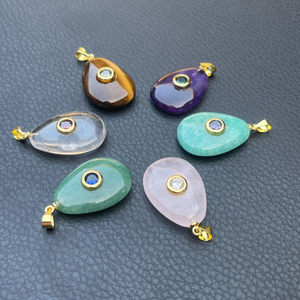 قلادة كريستال على شكل دمعة 15×20 ملم مطلية بالذهب عيار 14 قيراط، هدية فريدة وعصرية للشفاء، بيع بالجملة من المصنع - Product Image 5