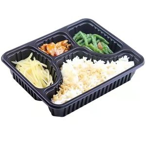 Ensemble de boîtes à lunch jetables haut de gamme trois/quatre/cinq compartiments multiples à grille couvercle réfrigéré au micro-ondes à emporter en plastique - Product Image 5