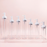 Bouteilles en plastique transparentes blanches à épaules plates de 100/120/150/200/250/300/400/500 ml en stock, bouteilles PET pour lotion