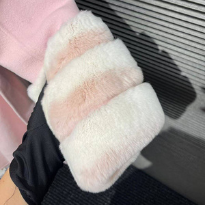 Abrigo de Cachemira de estilo largo popular para mujer, abrigo de lana con diseño de <span class=keywords><strong>Chinchilla</strong></span> con puños de piel de conejo Rex - Product Image 5