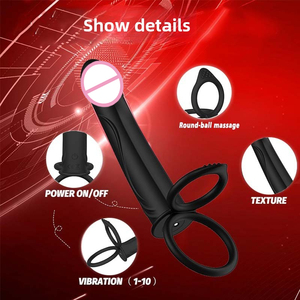 Jouets sexuels pour couples, anneau anal double, vibromasseur de prostate, masturbateur en silicone pour homme, anneau de pénis, vibromasseur, jouet sexuel pour adultes - Product Image 3