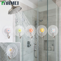 Crochets adhésifs transparents en PVC pour fleurs, résistants à l'humidité, supports muraux floraux pour salle de bain, douche, miroir et carrelage en porcelaine 6*6.5cm