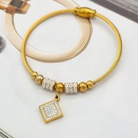 Bracelet chaîne serpent en acier inoxydable pour femme, plaqué or rose, or, argent, avec pendentif carré pavé de zircone cubique, bijoux inaltérables, cadeau
