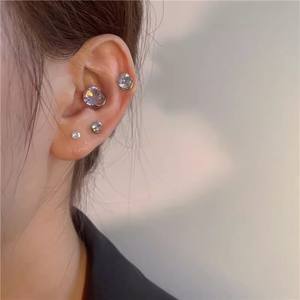 Piercing Magnético para Oreja, Unisex, de Acero Inoxidable, con Zirconia, Plateado, Geométrico, Bonito Clip para Hueso de la Oreja, para Fiestas - Product Image 3