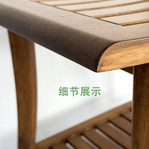 Taburete de baño de madera maciza, 60x30x45cm, marrón oscuro, banco multifuncional para guardar zapatos - Product Image 3