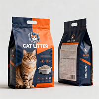 Sacs d'emballage pour litière pour chat, personnalisés, imprimés, refermables, à fond plat, avec trou de suspension, résistants à l'humidité