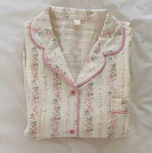 <span class=keywords><strong>Pigiama</strong></span> da Donna in <span class=keywords><strong>Cotone</strong></span> Bubble Personalizzato, Maniche Lunghe, Set <span class=keywords><strong>Pigiama</strong></span> Rosa con Fiori - Product Image 5