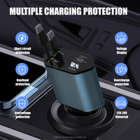 Adaptateur de chargeur de voiture rétractable 5 en 1 Type-C 5 double port 18W PD Protection OVP à charge rapide avec câble pour téléphone portable