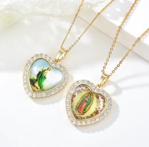 Elfic 14K emas kuningan logam hijau agama St. Judas liontin Chapado En Oro Joya San Judas tindy - Product Image 1