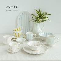 Service de table irrégulier de style coréen JOYYE, peint à la main, lignes colorées, assiettes en céramique