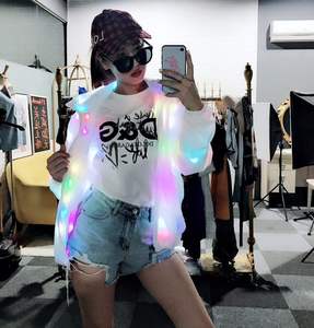 Chaqueta de Baile <span class=keywords><strong>Flamenco</strong></span> con Capucha y Luces LED, Estilo Norteamericano, Colorida y Brillante, para TikTok King - Product Image 4