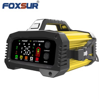 Chargeur de batterie de voiture intelligent FOXSUR 25A 12V/25A 24V/15A, chargeur de batterie portable, courant de charge optionnel, coque en alliage d'aluminium