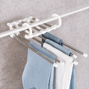 Porte-pantalons multifonctionnel 2021, porte-pantalons pliable, porte-pantalons magique en acier inoxydable, <span class=keywords><strong>multi</strong></span>-niveaux - Product Image 3