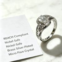Bagues en laiton plaqué platine, pierres étincelantes élégantes pour les fêtes d'anniversaire, les mariages, les anniversaires de mariage, bijoux de mode, cadeaux