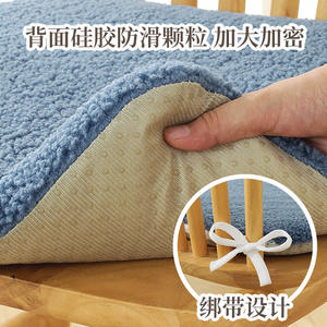 Cojín de lana de cordero para silla, almohadilla térmica cuadrada para asiento de oficina, cálida para el invierno, color sólido, soporte cómodo para sentarse - Product Image 4