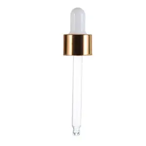 18/415 20/410 tapa cuentagotas blanca de plástico liso cierre de aluminio dorado brillante con pipeta para botellas de vidrio