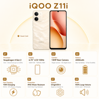 IQOO Z11i 2026 Smartphone de jeu 5G original neuf avec reconnaissance faciale, double SIM, écran AMOLED, batterie 6500 mAh, téléphone Android VIVO