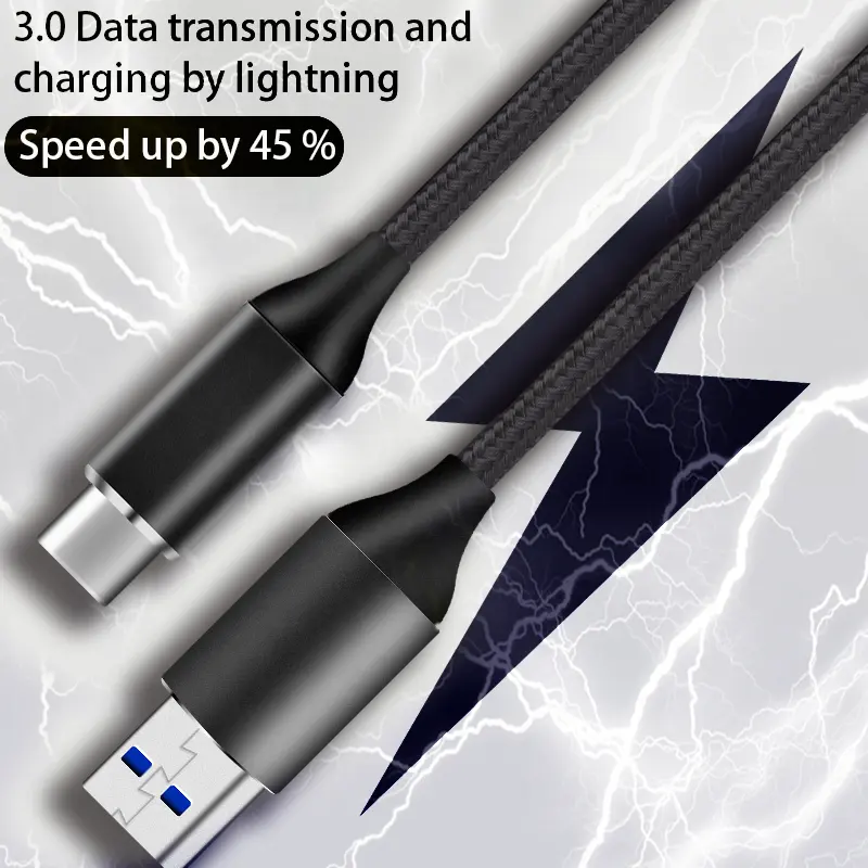 Cinese prodotti innovativi nuovo Nylon Intrecciato usb 3.0 tipo c 90 gradi cavo