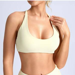 YIYI Haut de sport <span class=keywords><strong>pour</strong></span> femme à col licou, sans armatures, <span class=keywords><strong>dos</strong></span> élégant, sensation de seconde peau, confortable, respirant, séchage rapide, soutien-gorge de <span class=keywords><strong>yoga</strong></span> - Product Image 4