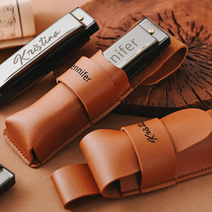 Cross-border similar PU leather harmonica case, portable single harmonica bag, laser engraved harmonica case - Product Image 4