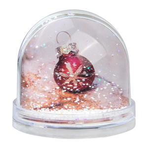 Globo de Nieve Acrílico Transparente con Cordón de Cuero y Base para Insertar tu Propia Foto, Personalizable con Destellos y Copos de Nieve Flotantes - Product Image 5