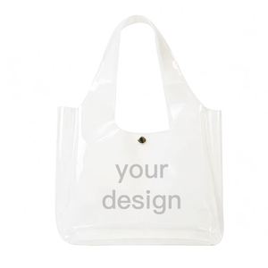 Custom logo Waterproof PCV Shoulder <b>Bags</b> with Snap Closure Transparent Visualization Tote <b>Bag</b> for Women Daily Use - Product Image 1