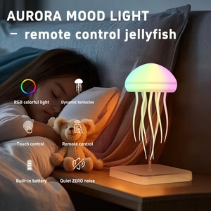 Lampe de bureau rechargeable à 9 couleurs changeantes avec télécommande et contrôle tactile, veilleuse LED dynamique flottante en forme de méduse dansante - Product Image 2
