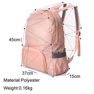 Sac à dos pliable 2 en 1 pour femme, décontracté, pour les voyages en plein air, ultraléger, imperméable, en polyester rose, double usage, sac fourre-tout pliable - Product Image 2