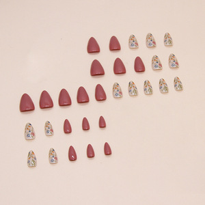 Juego <span class=keywords><strong>de</strong></span> <span class=keywords><strong>uñas</strong></span> postizas acrílicas ABS, 30 Uds., arena cuadrada <span class=keywords><strong>de</strong></span> frijol, flores <span class=keywords><strong>pequeñas</strong></span>, diseño <span class=keywords><strong>de</strong></span> ataúd <span class=keywords><strong>de</strong></span> almendra, 24 Uds., prensa en <span class=keywords><strong>uñas</strong></span> postizas para salón DIY - Product Image 4