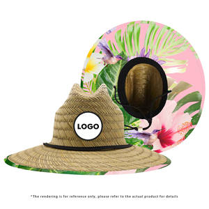 Sombrero de paja para hombre con logo personalizado, estampado en la parte inferior, para salvavidas, playa, pesca, protección solar, surf y actividades al aire libre. - Product Image 5