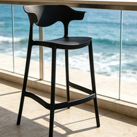 Tabourets de bar modernes minimalistes en plastique, moulage monobloc, aucun assemblage requis, résistants à l'eau, tabourets hauts pour usage commercial et hôtelier