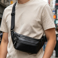 Sac de poitrine imperméable en PU pour homme, couleur unie, design à empiècements, sac banane, pour les voyages d'affaires, la vie quotidienne et les activités de plein air