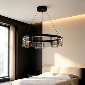 Lustre <span class=keywords><strong>LED</strong></span> suspendu moderne nordique simple, en verre fumé <span class=keywords><strong>noir</strong></span> et fer, pour <span class=keywords><strong>plafond</strong></span> haut, cuisine et salon - Product Image 6