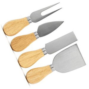 Juego de cuchillos de queso ecológicos de alta calidad de 4 piezas al por mayor, cuchillas de acero inoxidable, mangos de madera, herramientas esenciales de corte de cocina - Product Image 5