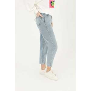 Jeans de Mujer de Cintura Alta y Pierna Recta con Adornos de Piedras, 100% Algodón Denim 18156PNT - Product Image 2