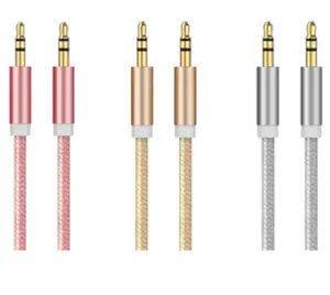 Customized 0.2m 0.5m 1m 1.2m 1.8m 2m 3m Car Aux Audio Cable 3.5mm Braided for HeadPhone Cell Phone