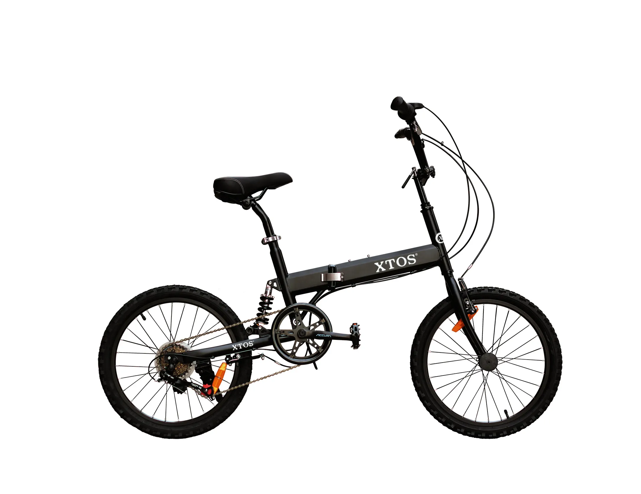 XTOS 20 인치 단일 접이식 산악 자전거 더블 V 브레이크 시스템 전면 및 후면 서스펜션 가변 속도 자전거 6 속도