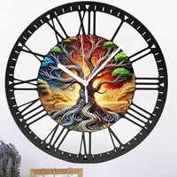 Horloge murale en fer à chiffres romains, motif Église Nuit étoilée, en stock pour la décoration murale religieuse de la maison et du salon