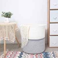Panier à linge tissé en corde de coton naturel, très grand, plusieurs couleurs mélangées, parfait, pour jouets, vêtements de bébé