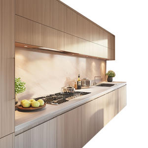 Comptoir <span class=keywords><strong>de</strong></span> cuisine mural en pierre <span class=keywords><strong>de</strong></span> quartz à grain <span class=keywords><strong>de</strong></span> bois moderne et simple avec intégration <span class=keywords><strong>de</strong></span> cuisinière - Product Image 5