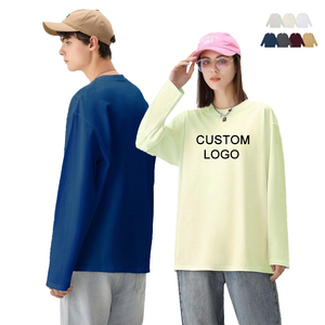 เสื้อยืดสตรีทแวร์ คอกลม ผ้าฝ้าย 100% คุณภาพสูง 230GSM ทรงโอเวอร์ไซส์ สีพื้น แขนยาว สำหรับผู้ชาย - Product Image 1