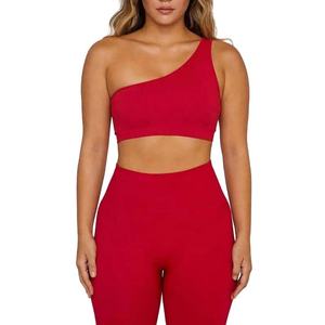 Women's High Impact <b>Crop</b> <b>Top</b> Sports Bra Set One Shoulder Breathable Green Seamless Lightweight Custom Logo for Workout - Product Image 3