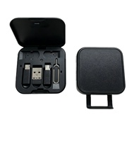 Boîte de rangement pour câble de charge rapide 60W en ABS noir avec logo personnalisé, kit de câbles multifonction avec support de téléphone, kit de câbles en cadeau