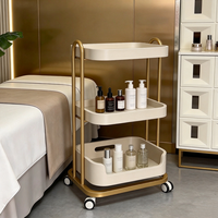 Chariot de rangement mobile en bois courbé de qualité supérieure avec plateau, présentoir roulant pour centre de massage, salon de coiffure, SPA, salon de beauté