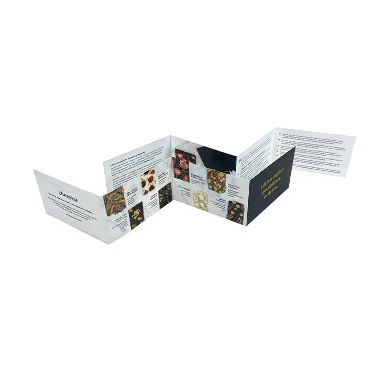 5*5インチ取扱説明書印刷カスタムロゴ3つ折りカード金箔ロゴ小冊子/パンフレット印刷