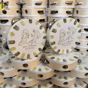 เครื่องดนตรีเคาะจังหวะไม้เบิร์ชแบบมือถือ ขนาด 6 นิ้ว กลองแต่งงานสำหรับเด็ก ของขวัญ เสียงไพเราะ ราคาประหยัด กลองสร้างเสียง - Product Image 2